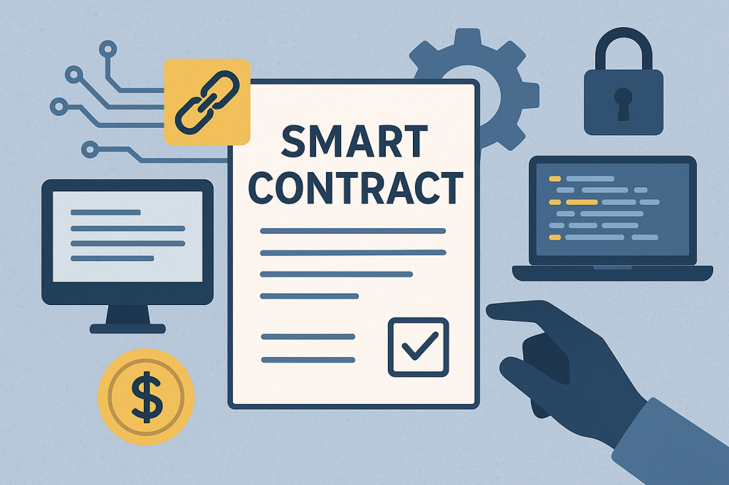 ไดอะแกรมแสดงกระบวนการทำงานของสัญญาอัจฉริยะ Smart Contract และการจัดสรรสภาพคล่องอัตโนมัติ